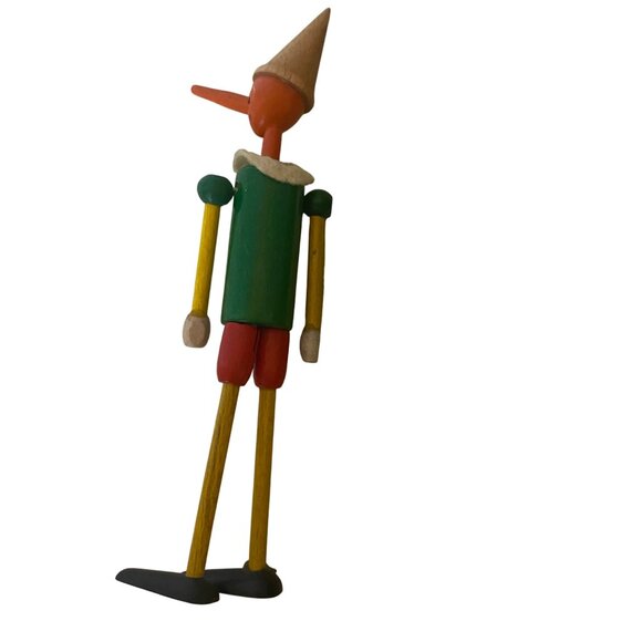 Vintage Wooden Pinocchio Figurine Christmas Ornament Movable Limbs Hand Painted - Picture 10 of 10